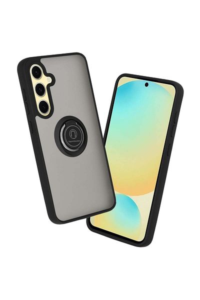 SKYDDAR INNOVATION Case for Samsung Galaxy S24 FE, Glinth with 360° Magnetic Rotating Ring, Black, sticker set