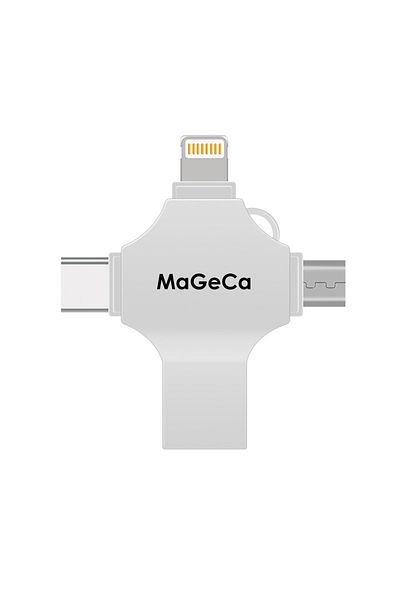 MaGeCa Metal memory stick MaGeCa® 64 GB, Multi port 4 in 1, USB 3.0/ USB Type-C/ Lightning/ Micro-USB