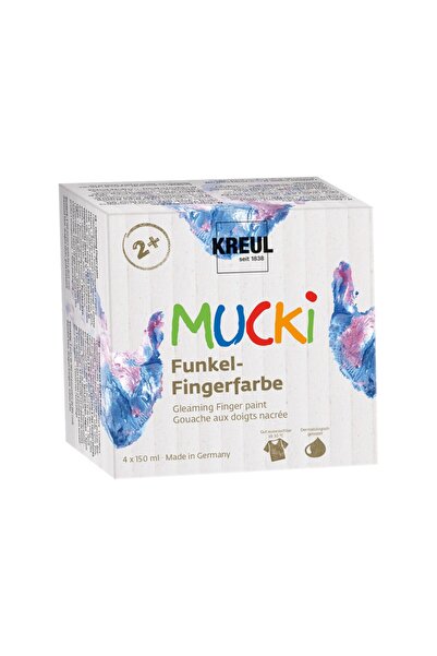 Kreul Vopsea de degete strălucitoare Mucki, set 4 x 150 ml