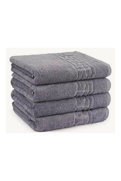 Kotonia Home Greek Border Jacquard Bath Towel - 100% Cotton, 70x130 Cm, 500g/sqm, Anthracite Grey