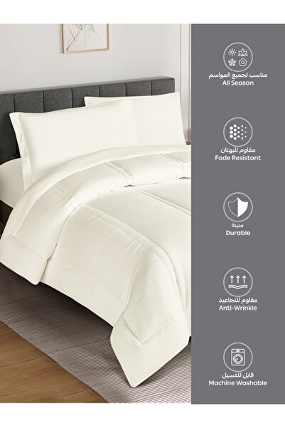 Donetella Comforter Set Single Size, 4-Pcs, 170x230 cm, Striped, All Season, Microfiber, 350 GSM