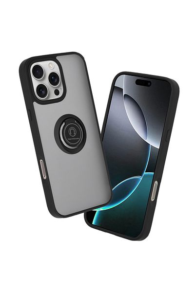 SKYDDAR INNOVATION Case for iPhone 16 Pro, Glinth with 360° Magnetic Rotating Ring, Black, sticker set