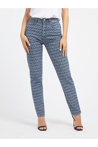 Guess Pantaloni de denim pentru femei, cu talie înaltă, cu picioare largi, albastru relaxat W3BA21D4S31CUBE