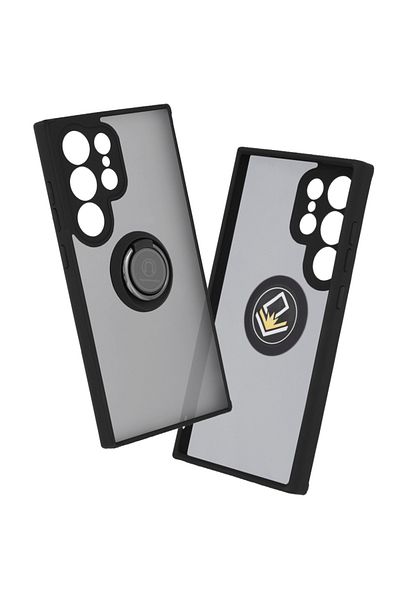 SKYDDAR INNOVATION Case for Samsung Galaxy S24 Ultra, Glinth with 360° Magnetic Rotating Ring, Black, sticker set
