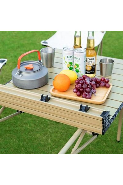 ECARLA Masă pliabilă, cu cadru metalic și blat rezistent, compactă pentru camping – 53x51x50 cm, eCarla, SC10JBR