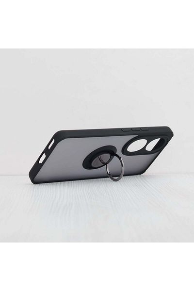 SKYDDAR INNOVATION Case for Honor 90, Glinth with 360° Magnetic Rotating Ring, Black, sticker set
