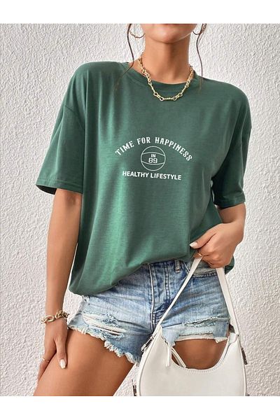 uyguntarz Μπλουζάκι με στάμπα Unisex Time For Happiness Design