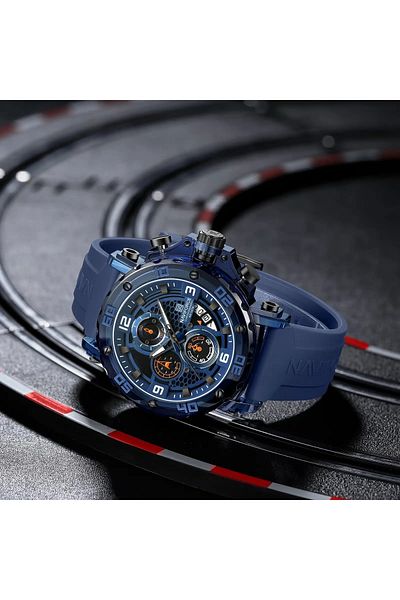 Naviforce Blue Rubber Strap Waterproof Men's Wrist Watch