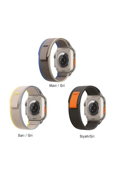 Kyver Watch ile Uyumlu Seri 11 / 10 46mm, Seri 9/8/7/6/SE 3 Loop Kordon 45/44/42mm Sarı / Gri