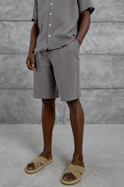 NOMARC Gray Muslin Basic Shorts
