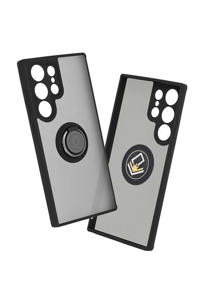 SKYDDAR INNOVATION Case for Samsung Galaxy S23 Ultra, Glinth with 360° Magnetic Rotating Ring, Black, sticker set
