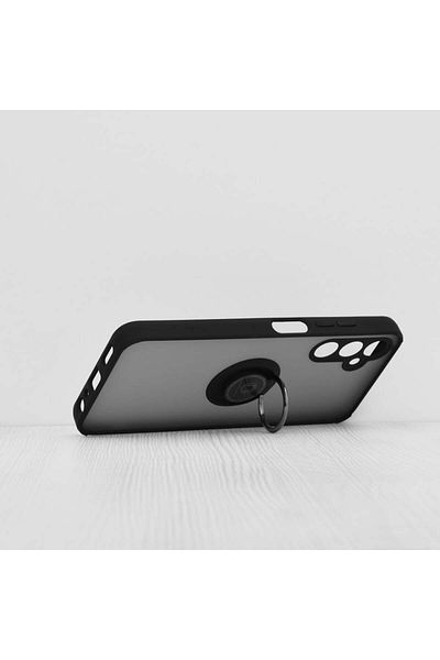 SKYDDAR INNOVATION Case for Samsung Galaxy A05s, Glinth with 360° Magnetic Rotating Ring, Black, sticker set