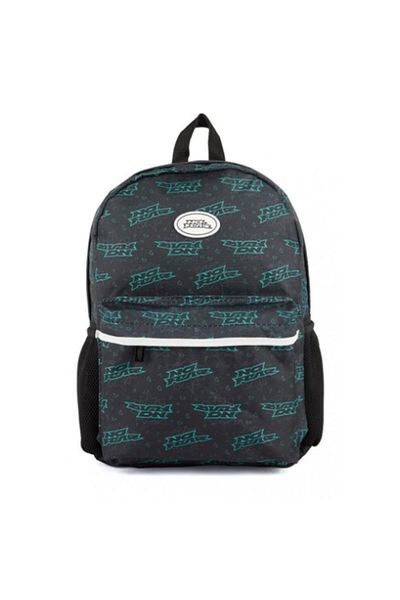 No Fear School Bag 03529 Black Green Printed Double Compartment