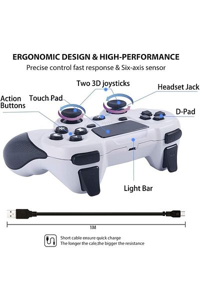 X LOT وحدة تحكم لجهاز PS4، لوحة ألعاب لاسلكية لجهاز Sony Playstation 4 Pro/Slim/PC، عصا تحكم عن بعد للألعاب بستة محاور