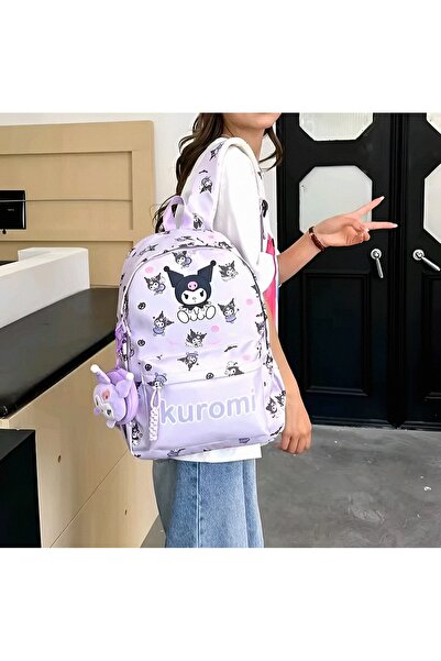 KumOziShop Sanrio Kuromi Hello Kitty Desenli Cüzdanlı Okul Çantaları
