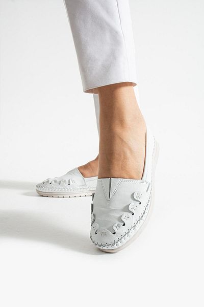 diclepolat Women's Genuine Leather Orthopedic Ballerina Casual Shoes Helly White