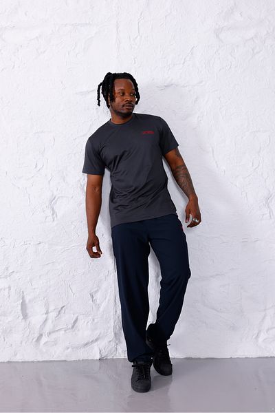 Piyera Men's Battal Size Anthracite Crew Neck T-Shirt Top-Top Set - 101