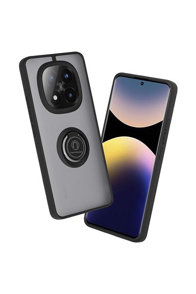 SKYDDAR INNOVATION Case for Xiaomi Redmi Note 14 Pro+ 5G, Glinth with 360° Magnetic Rotating Ring, Black, sticker set