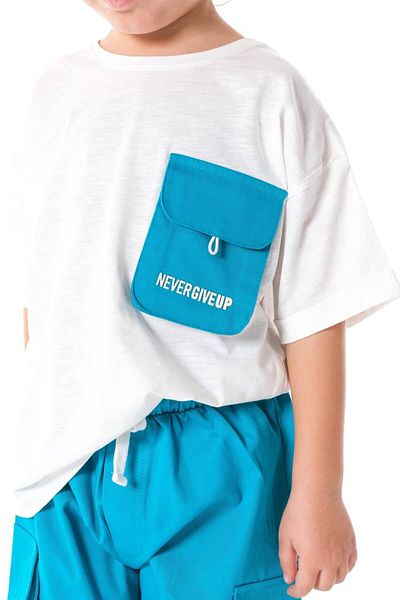 Çipil Men's Suit with Blue Shorts and Pocket Detail