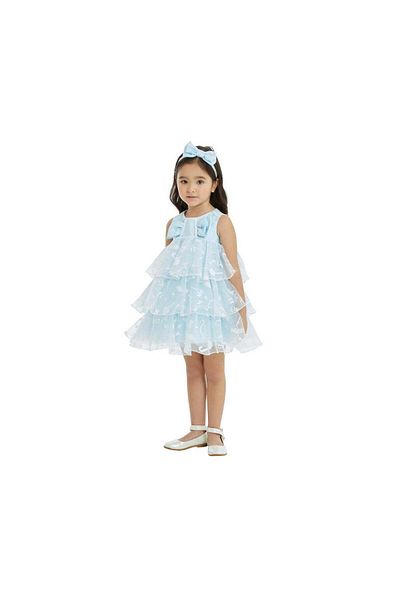 Pamina Elegant Dress, , With Headband And Ruffles, 32187, Blue, 68 Cm