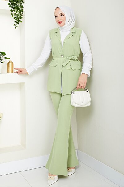 Bestenur Niyar Vest Παντελόνι Διπλό Σετ 1530 - Μέντα