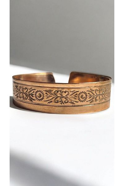 PrestigeSO Pure Copper Bracelet Flower Inlaid Health Bracelet