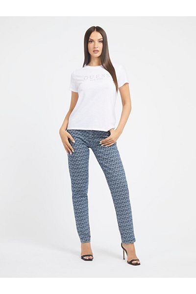 Guess Pantaloni de denim pentru femei, cu talie înaltă, cu picioare largi, albastru relaxat W3BA21D4S31CUBE