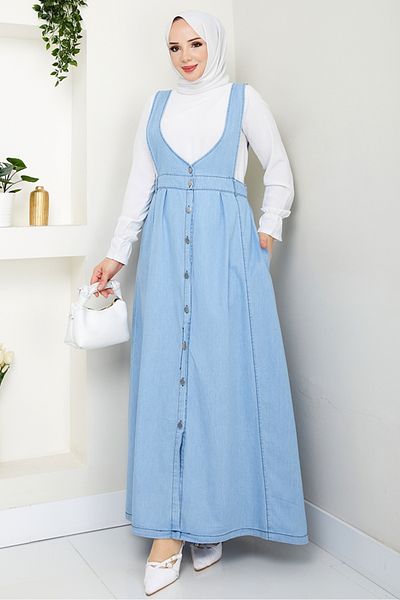 Bestenur Gilet de blugi cu nasturi Ayzel 1533 - Albastru deschis