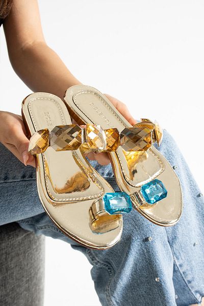 diclepolat Papuci Montana pentru femei - Gold Stone, Flip Flops Talpă plată