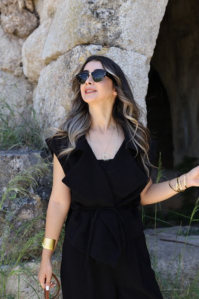 bytugcekaya Black Natural Linen Double Breasted Vest Trousers Suit