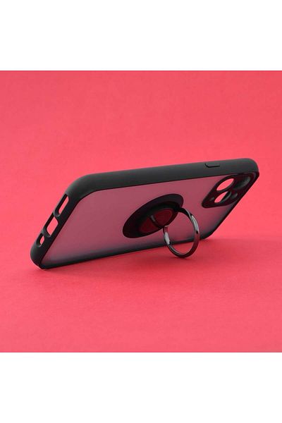 SKYDDAR INNOVATION Case for iPhone 11 Pro, Glinth with 360° Magnetic Rotating Ring, Black, sticker set