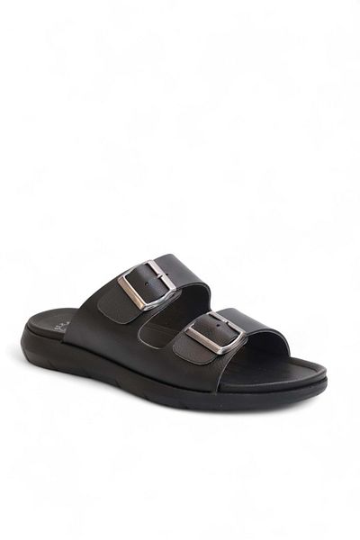 GEZER 2169-Gzr Double Buckle Full Anatomical Sole Men's Slippers Compatible for Daily, Umrah and Hajj