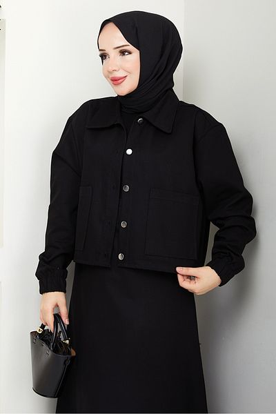 Bestenur Cerza Jacket Skirt Double Set 1534 - Μαύρο