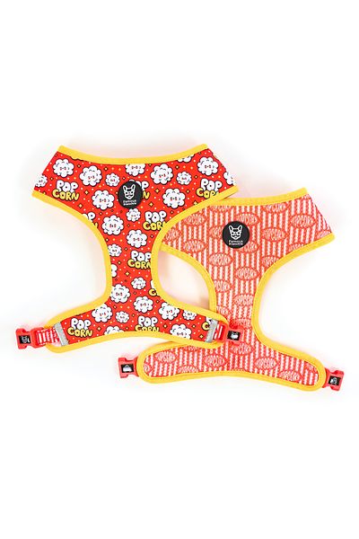 Famous Frenchie Set 3 piese, ham reversibil, lesa, accesoriu pungi pentru catei, Popcorn Fever