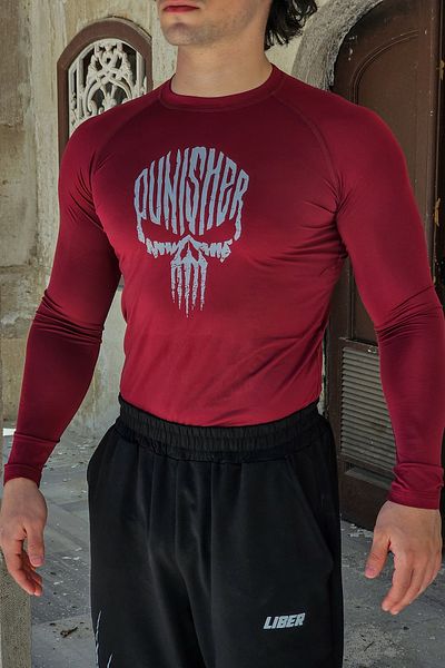 Liber Punisher - Μακρυμάνικο μπλουζάκι συμπίεσης (CLARET RED)