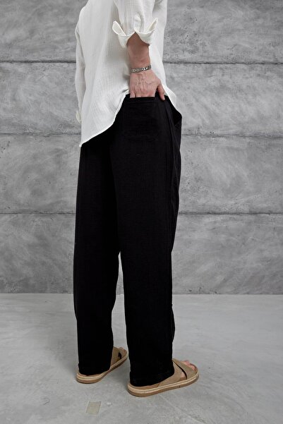 NOMARC Μαύρο παντελόνι Nmrc Muslin Baggy