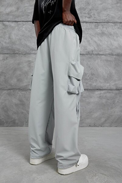 NOMARC Γκρι Cargo Pocket Rope Λεπτομερής υφασμάτινη φόρμα αλεξίπτωτου