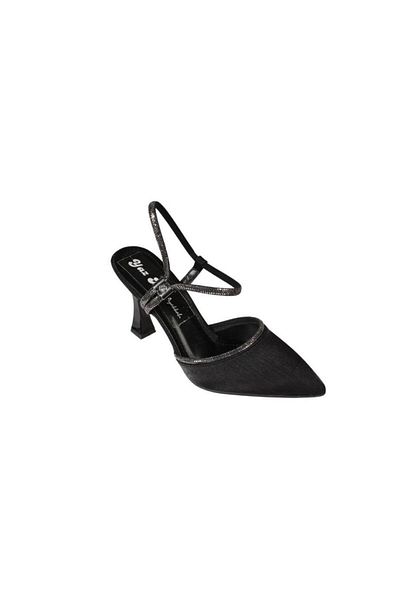 Yaz Kış Ayakkabı Yazkiş Women's Skin Silver Black Satin Ankle Stone 9cm Candlestick Heel Pointed Toe Evening Dress Shoes