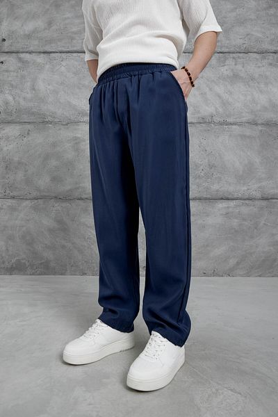 NOMARC Παντελόνι από ύφασμα Navy Blue Nmrc Modal
