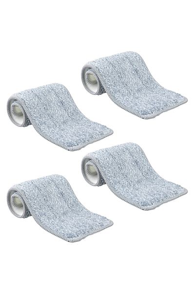 flores Set of 4 Flat Mop Refills, Microfiber, Gray, 120 x 325 mm