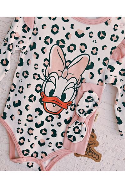 COŞAY BEBE Luvvera Duck Printed 3-Piece Baby Clothes Set (Body Tights Hair Band)