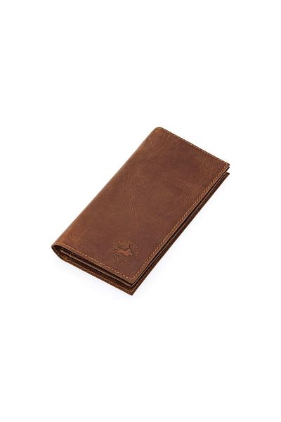 Honorius Men's Genuine Leather Large Size Magnetic Handbag Wallet with Phone Compartment Brown