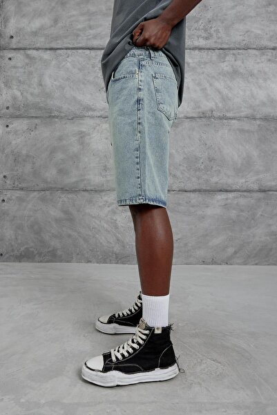 NOMARC Men's Navy Blue Mb Oversize Denim Shorts