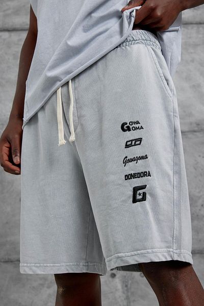 NOMARC Gray Donedora Written Washed Shorts