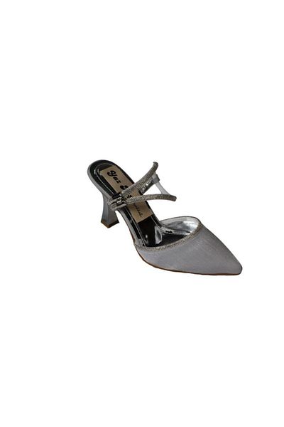 Yaz Kış Ayakkabı Yazkiş Women's Skin Silver Black Satin Ankle Stone 9cm Candlestick Heel Pointed Toe Evening Dress Shoes