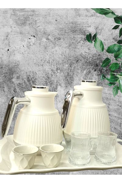 Rema Attractive Coffee and Tea Fridge Thermos Set with Elegant Design Silver 1L + 0.5L
