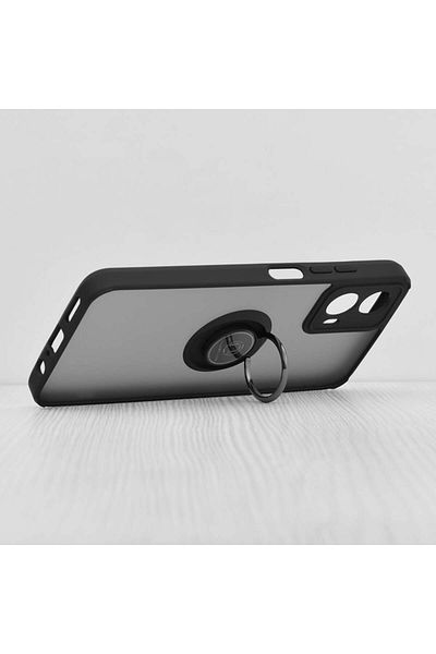 SKYDDAR INNOVATION Case for Motorola Moto G34 / Moto G45, Glinth with 360° Magnetic Rotating Ring, Black, sticker set