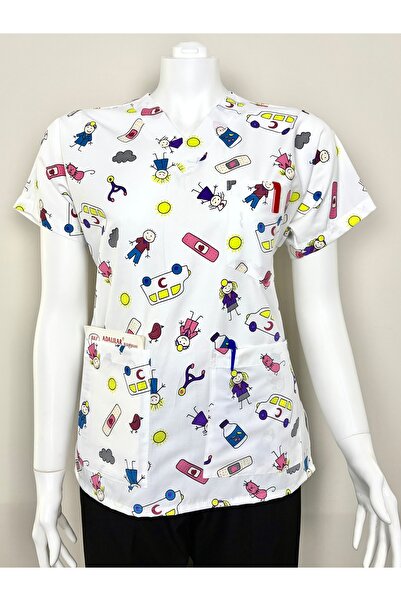 ADALILAR TEKSTİL Medical Nurse and Doctor Uniform Scrubs Surgical (One Top)