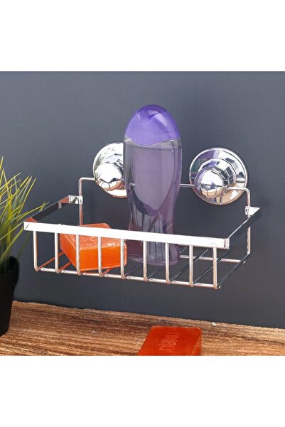 Evistro Vacuum Bathroom Wall Shelf Shampoo Dispenser Chrome 241Dm