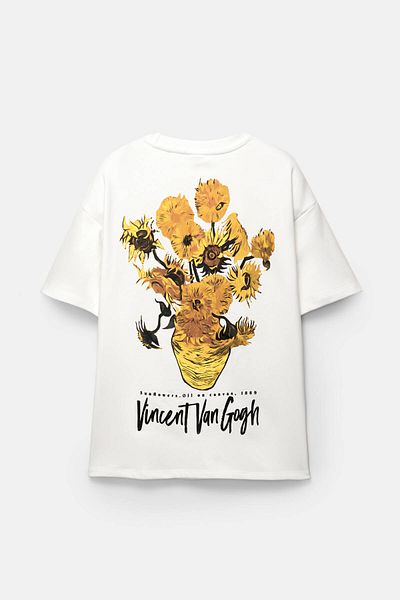 Pull & Bear Van Gogh sunflowers short sleeve sweatshirt